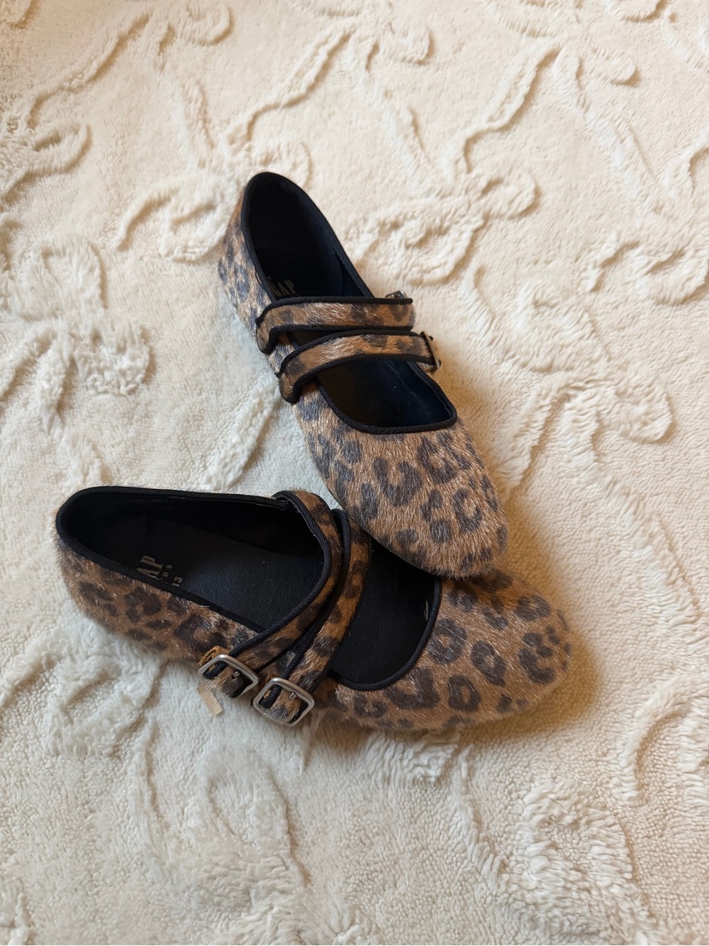 GAP Leopard-Print Brown and Black Mary Jane Flats